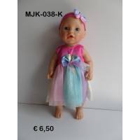 Jurk met haarband, regenboog. Past de 32 en 36 cm pop