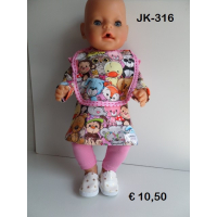 Jurk, legging en slab. Rose met dieren