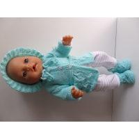 Gebreid vest, muts en sokjes aqua blauw