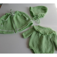 Gebreide romper met muts, mntgroen