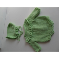 Gebreide romper met muts, mntgroen