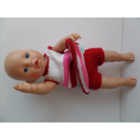 Gebreid jurkje met broekje en vestje voor de 30/32 cm pop