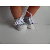 Gymschoen zilver voor de 43 cm pop