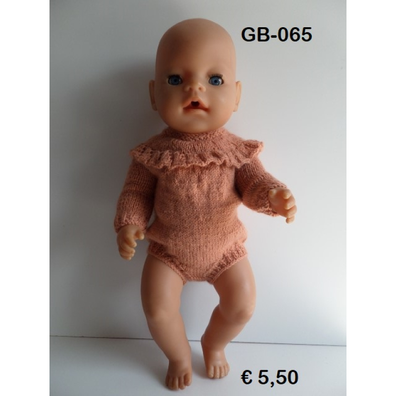 Romper, gebreid met ruchekraag in brique