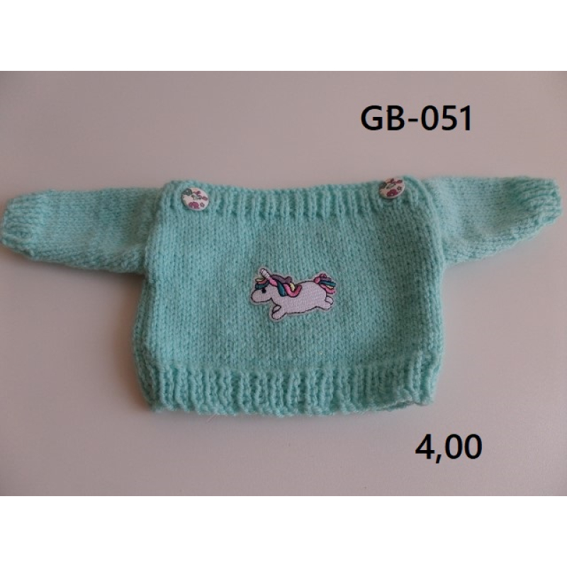 Aqua trui met unicorn