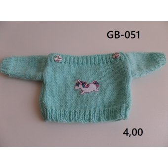 Aqua trui met unicorn