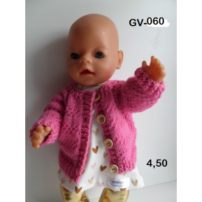 Gebreid vest met rand cerise