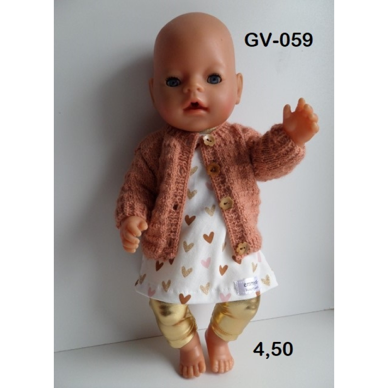 Gebreid vest met ribbels brique