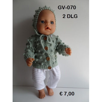 Gebreid vest met muts en nopjes , khaky kleur