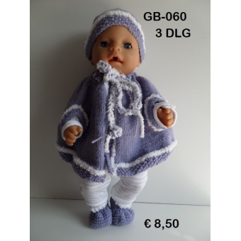 Gebreide poncho, muts en slofjes lila