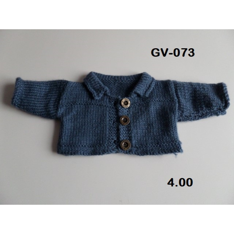 Gebreid spijkjerjasje, van denim kleur