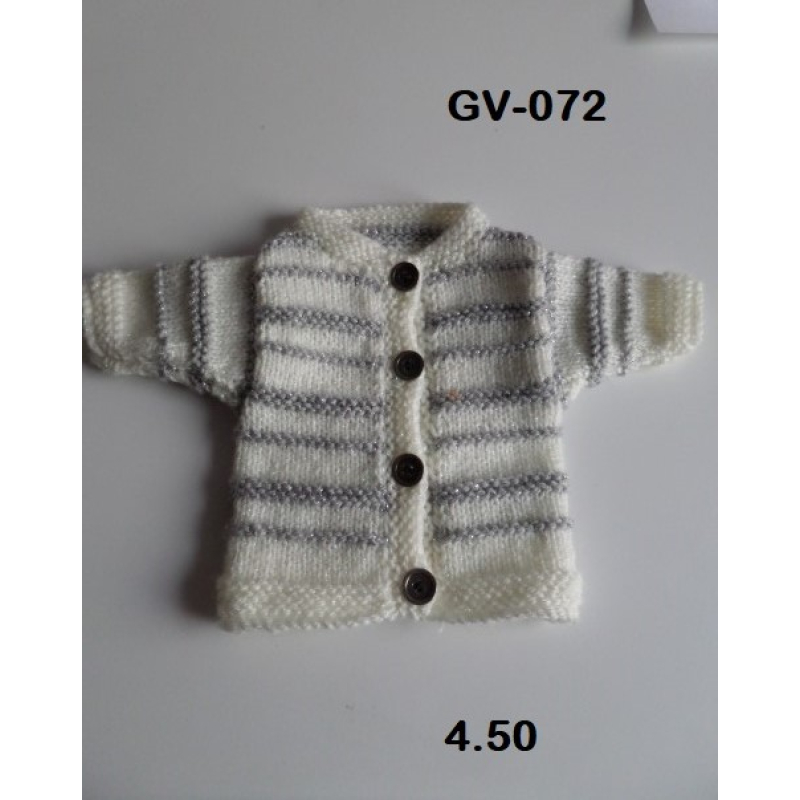 Gebreid vest, ecru met zilveren strepen