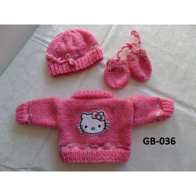 Vest, muts en wanten rose Hello Kitty Vest, muts en wanten rose Hello Kitty