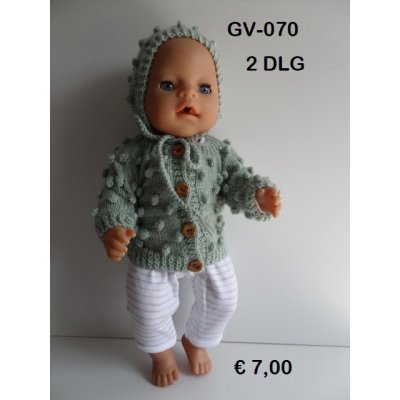 Gebreid vest met muts en nopjes , khaky kleur