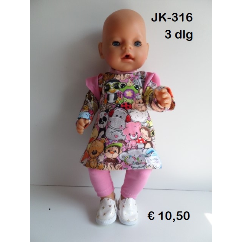 Jurk, legging en slab. Rose met dieren