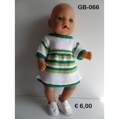 Gebreide jurk, wit met groen