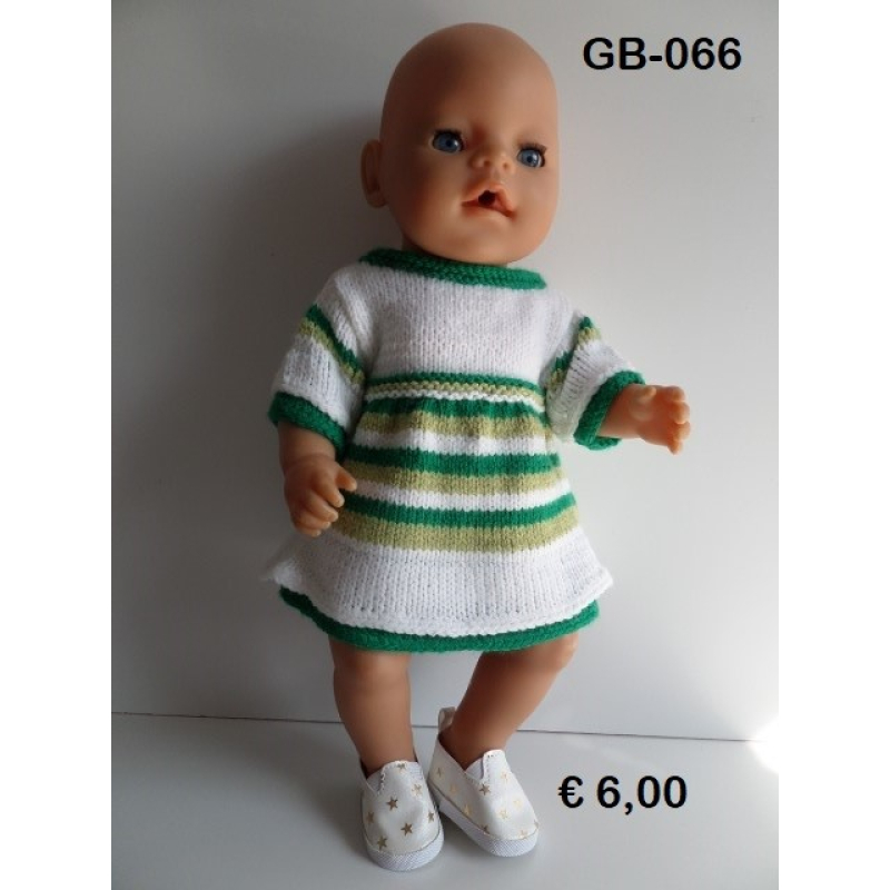 Gebreide jurk, wit met groen