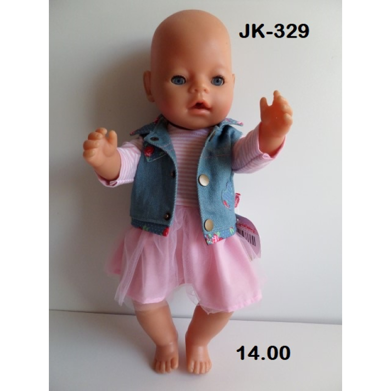 Rose jurk met denim gilet
