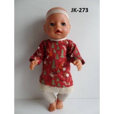 Kerstjurk met legging en haarband, kleur roest Kerstjurk met legging en haarband, kleur roest
