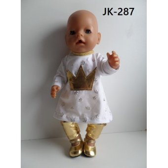 Jurk met gouden kroontjes en legging, leuk voor koningsdag