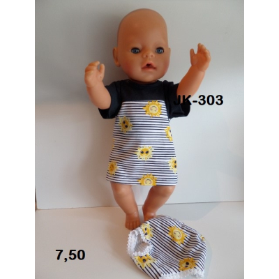 Jurk marine met zonnetjes en onderbroek Jurk marine met zonnetjes en onderbroek