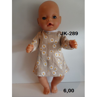 jurk met margrietjes, zandkleur