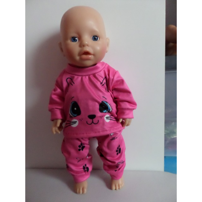 Pyjama fuchsia met poesjes maat 36