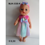 Jurk met haarband, regenboog. Past de 32 en 36 cm pop