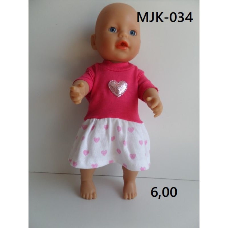 Jurk fuchia met hartjes maat 32