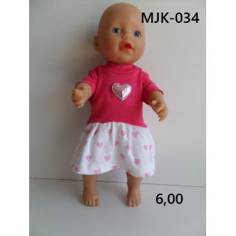 Jurk fuchia met hartjes maat 32