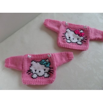 Trui rose Hello Kitty met fluor strik  - K